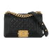 Small Boy Crossbody, &pound;2,600, Handbags, Black, Caviar Leather, Front view